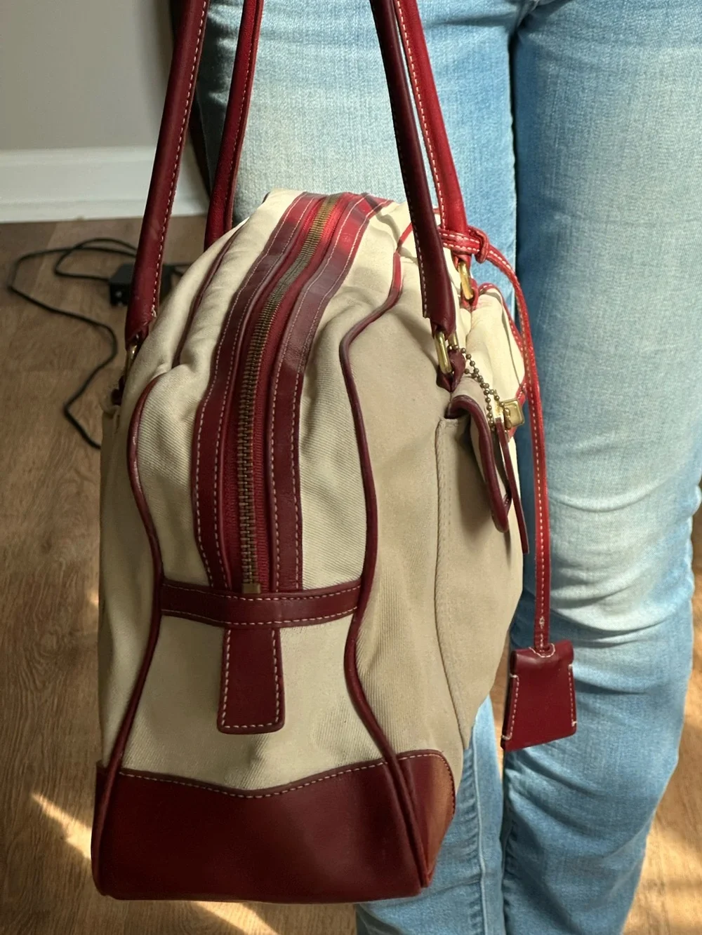 Vintage Coach Penelope Canvas and Red Trim leather